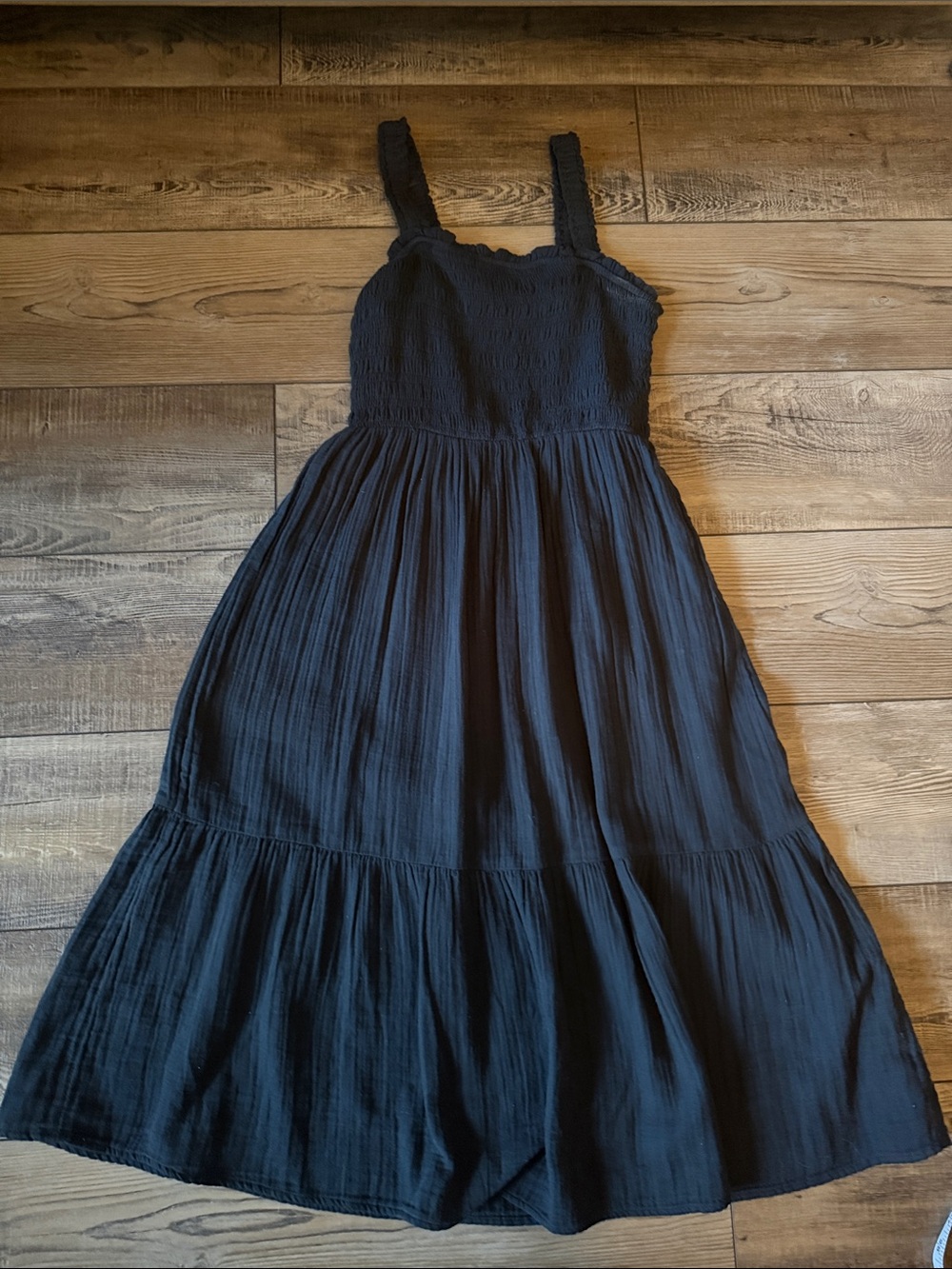 GAP Black Smocked Midi Sundress